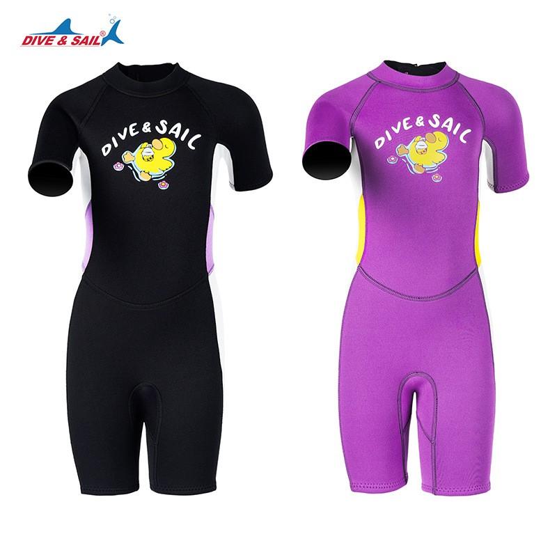 Kids 2.5mm Neoprene Wetsuit Short Sleeve Full Body Dive Swim Suit Girls Warm Thermal Protection Snorkeling Surfing