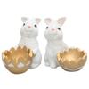 2pcs Cute Rabbit Easter Figurine Micro Landscape Home Decorations Garden Statue Ornaments Spring Party Holiday Gift