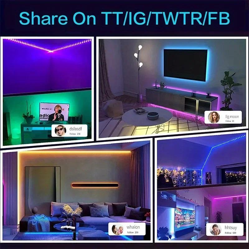 5V RGB LED Neon Strip USB Waterproof Flexible Neon Rope Light Bluetooth APP&24Key Remote Control for Home Room Party Decoration