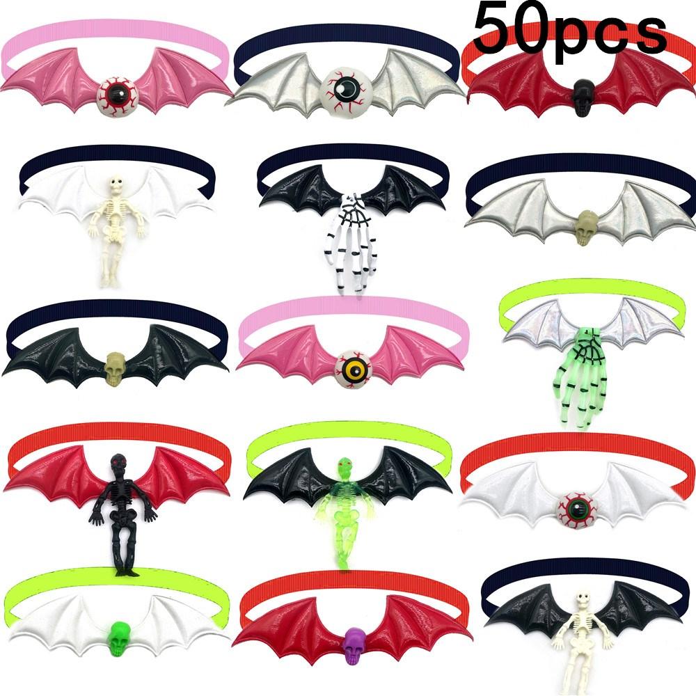 50/100pc Halloween Dog Accessories Skull Dog Pet Bow Tie Creative Wing Style Dog Cats Bow Tie Small Dog Grooming Products