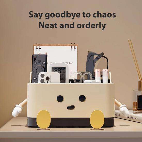 Skrivebords oppbevaringsboks Fjernkontrollholder Stor kapasitet Flere rom Allsidig skrivesaker Sminkeorganisator