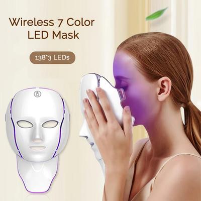 LED Ansikts- och Halssmask 7 Färger Ljus Hudföryngring Ljusare Hy Hemma Resa Enkel Användning Hudvänlig