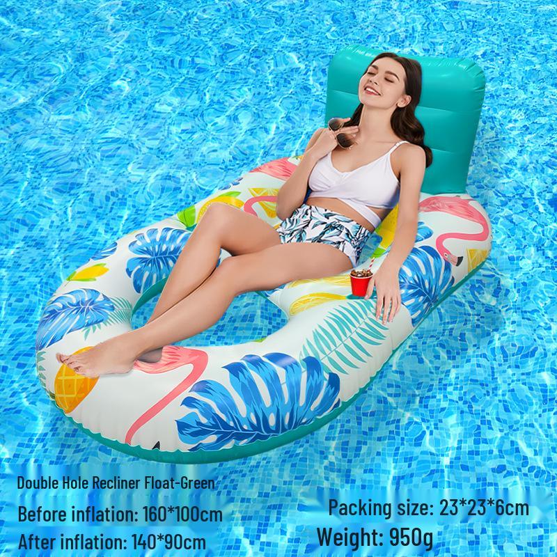 Tumbona Flotante Inflable Plegable Transfronteriza con Respaldo y Malla