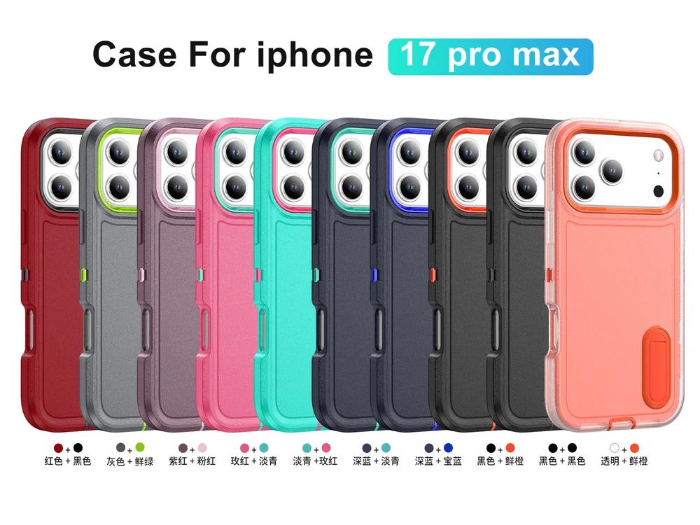 Heavy Duty Armor Protection Stand Phone Case for IPhone 17 Air 16E 16 15 14 Plus 13 12 11 Pro Max Shockproof Kickstand Cover