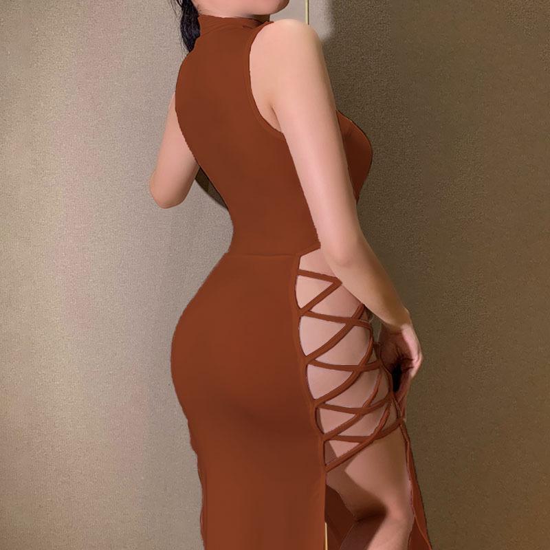 2026 Cross-Border Europe & America Summer Sexy High Slit Tank Top Strap Dress for Women