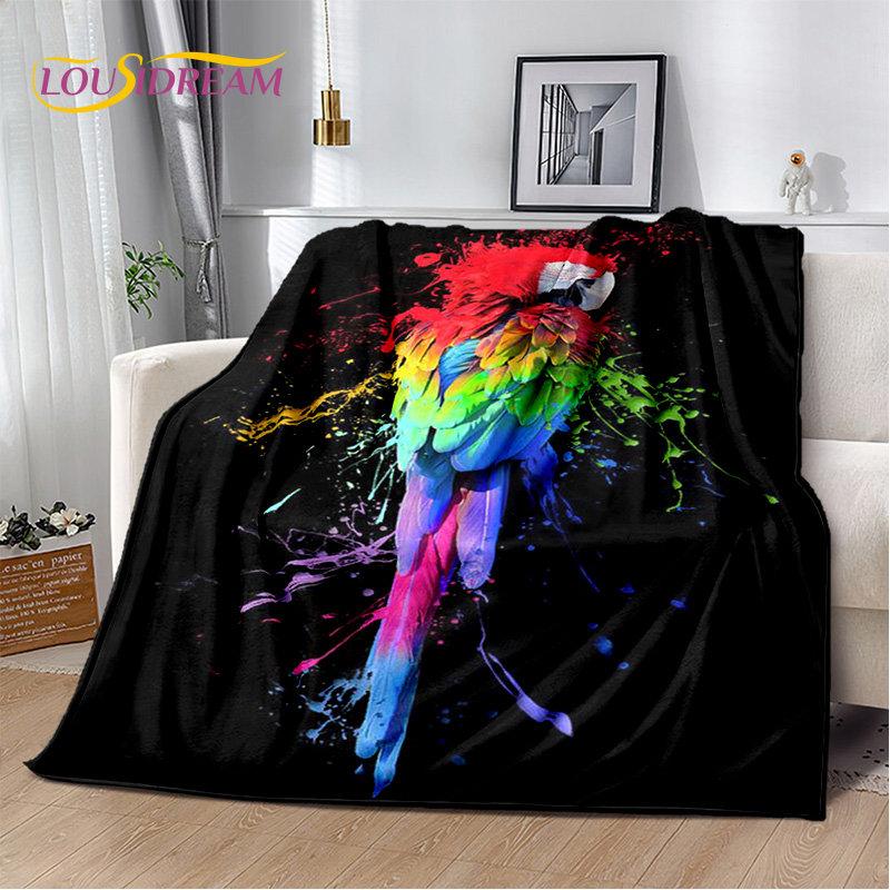 Colorful Parrot Macaws Birds Soft Plush Blanket,Flannel Blanket Throw Blanket for Living Room Bedroom Bed Sofa Picnic Cover Kids