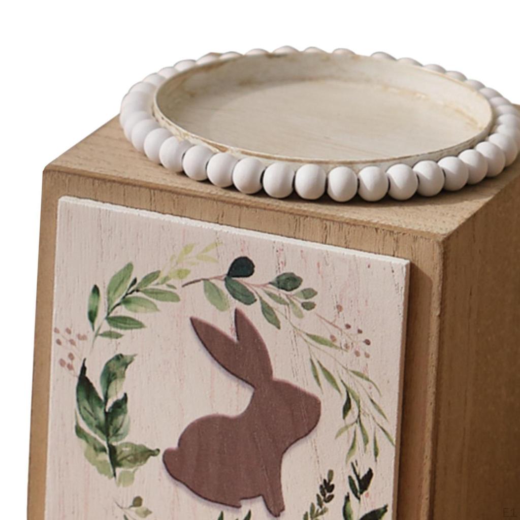 Bunny Print Wooden Candle Holder - Perfect for Home And Events