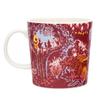 Kubek Moomin Arabia Festive Moment czerwony fioletowy żółty szary biały impreza domowa pojemność 280ml.
