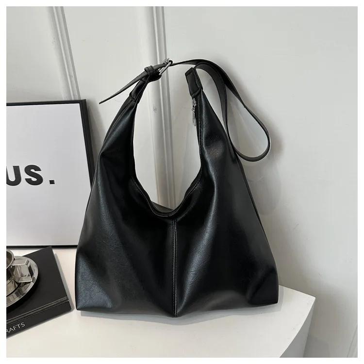 Fashion Korean Version Large Capacity Single Cross-body Bag Women's Handbag Simple Casual Commuting PU Leather Shoulder Tote Bag