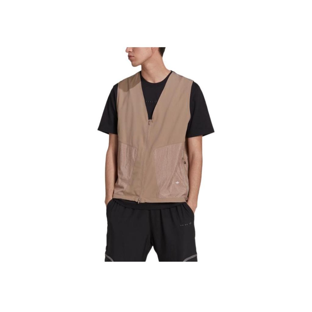 Adidas Originals Trefoil Solid Color Side Pocket Zippered Sports Vest Men Vests Brown HK2737