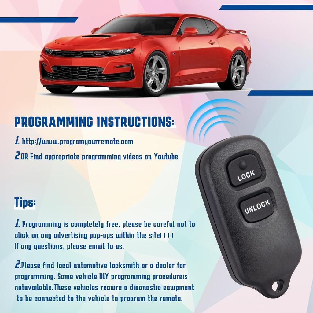 Key Fob Keyless Entry Remote Compatible with Toyota Tundra ... Highlander ... Rav4... FJ Cruiser ... Celica ... Echo ... Prius ... Yaris ... Scion xA