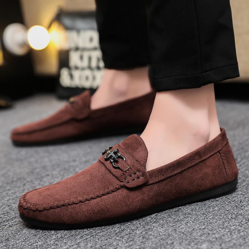 Waterproof casual sports men's one-foot loafer Doudou small leather shoes lazy fashion youth formal men's shoes handmade