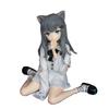 12cm white clothes Girl Sitting Pose Cat Ear Girl Anime Figure Model Statue box packaging computer ornament