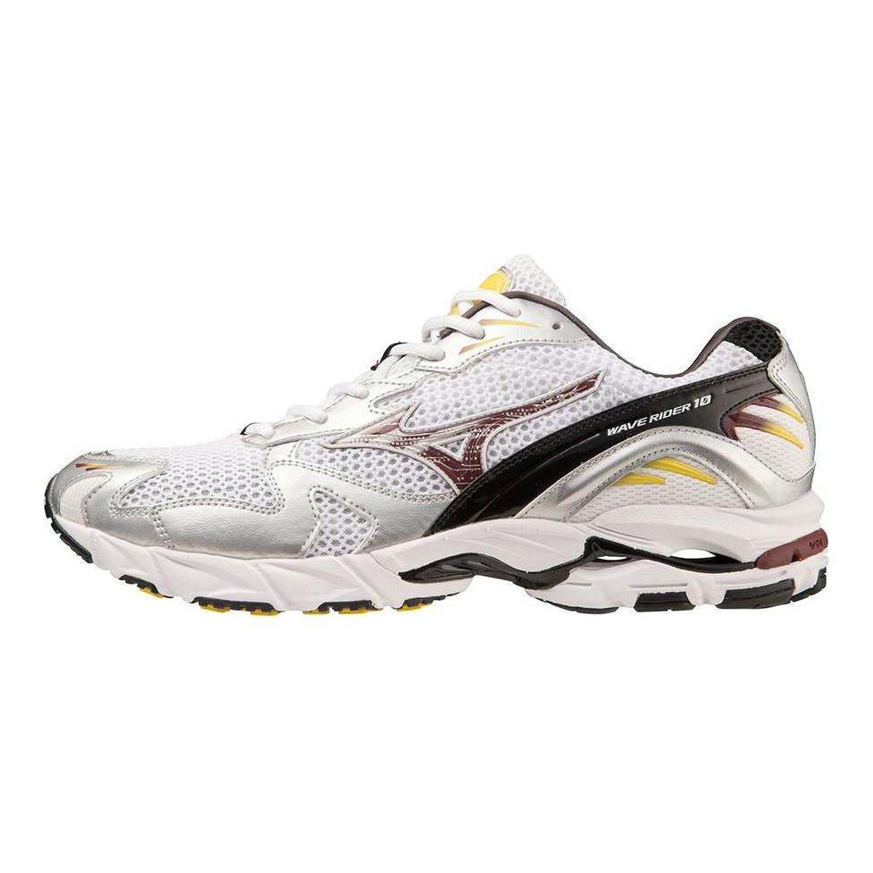 Mizuno Wave Rider 10 White Cabernet Unisex Sneakers Silver D1GA210410