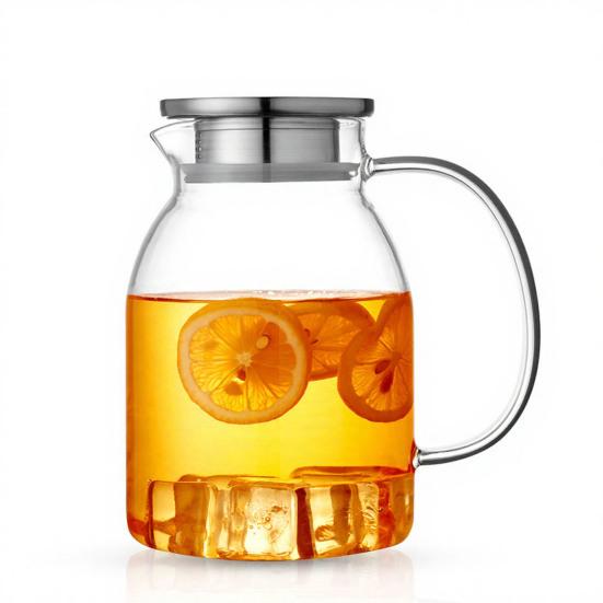 Carafă de sticlă cu capac din oțel inoxidabil Rezistentă la căldură Fierbător rece Capacitate mare Carafă de apă pentru băuturi calde și reci Fără BPA Carafă pentru ceai cu gheață