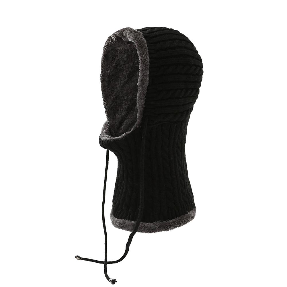 Women Men Thickening Knitted Warm Fleece Lining Scarf Conjoined Cap for Autumn Winter