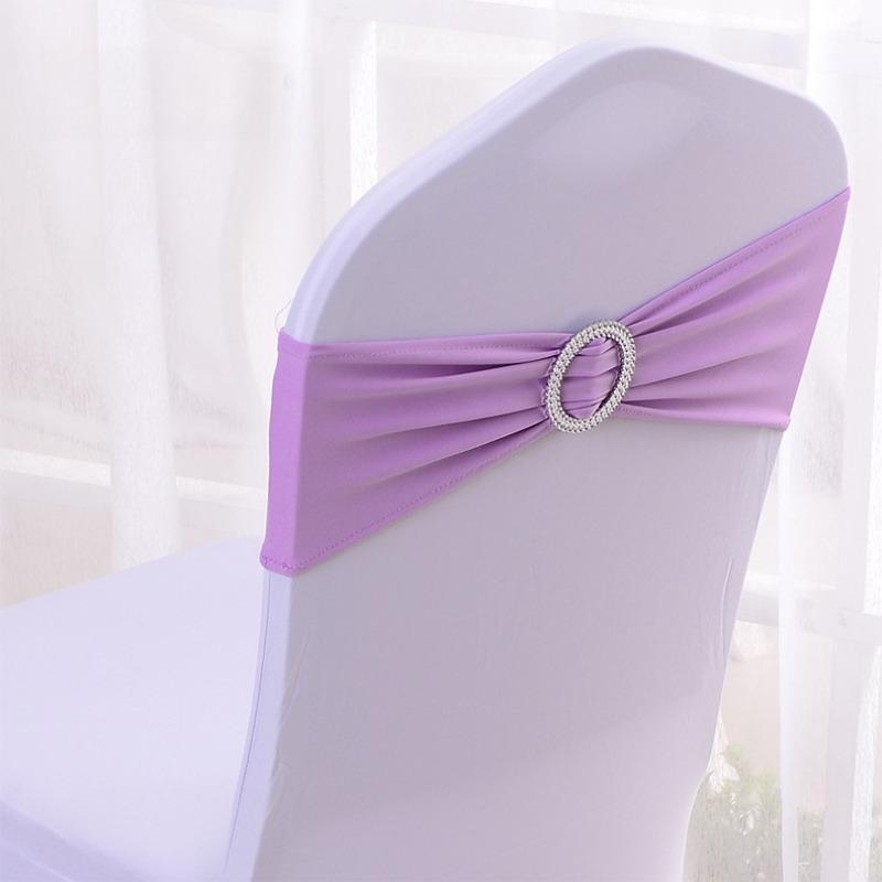Wedding Decoration Birthday Party Chair Cover Elastic Hoop Bow Tie Elastic Fabric with Circular Buckle Suitable for All Banquet Chairs in The Hotel