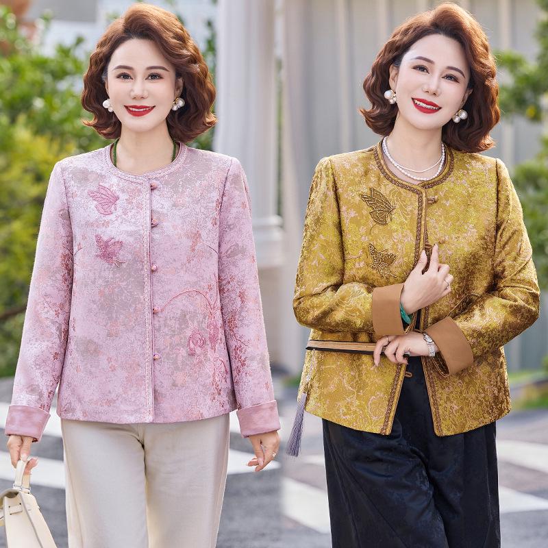 2026 New Arrival: Spring Embroidery Jacket, Short Style, for Middle-Aged & Elderly Women – High-End Chinese Style for Spring & Autumn