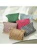 Knitted Checkerboard Storage Makeup Bag With Large Capacity And Multifunctional Lipstick, Makeup Brush, Makeup StorageBag