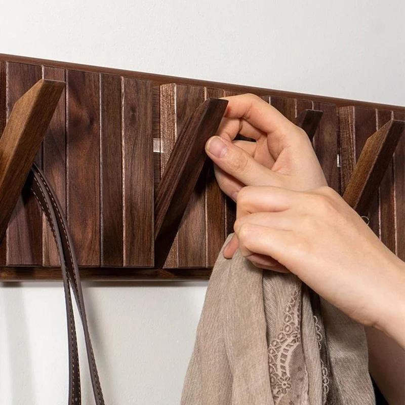Coat Rack Hook Nordic Walnut Wall Clothes Racks Furniture for Home Dressing Rooms Piano Keys Coat Shelves Dress Hanger Room