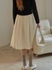 B Muse Mansion Satin Tuck Flare Skirt - Ivory