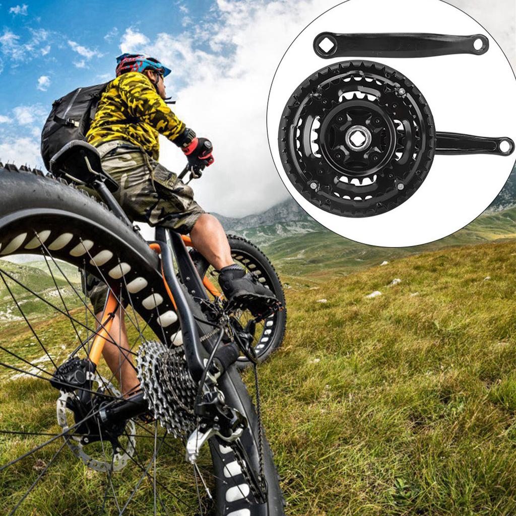 High Carbon Steel Crankset Crank 24-34-42T with Chains Cover for Variable Speed Mountain Bike Road Crankset