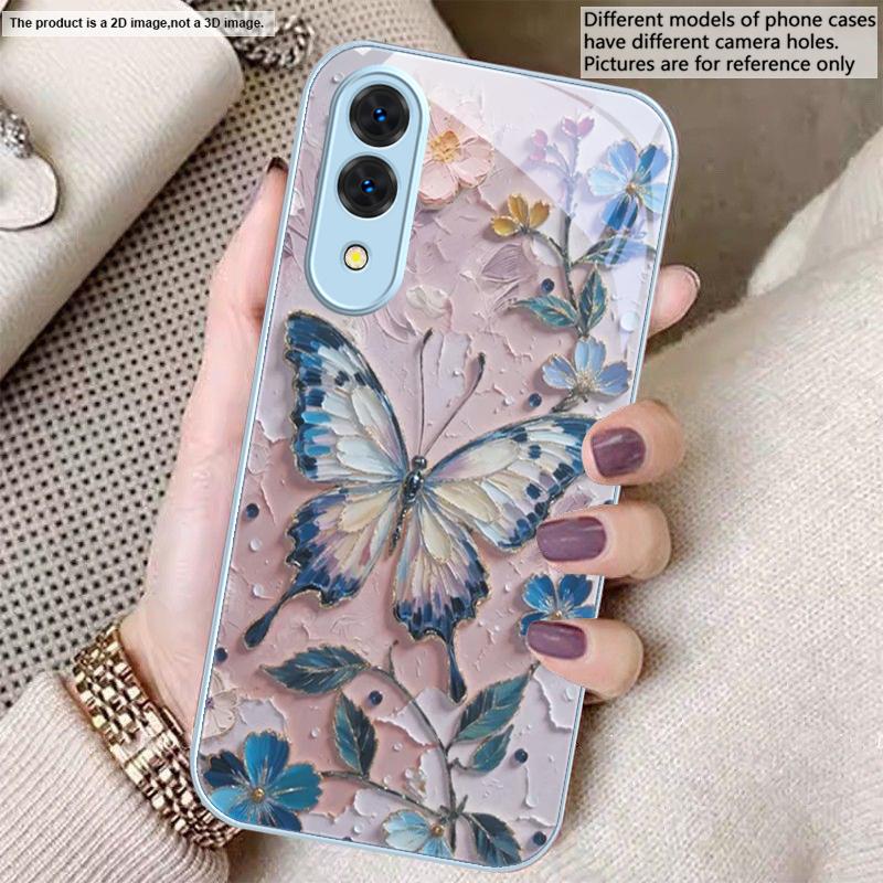 Elegant Pink Butterfly For Samsung S26 S22 S8 S9 S10 S20 Ultra S21 Pro S22 Plus S23 FE S24Ultra S25 Edge S24+ Glass Phone Case