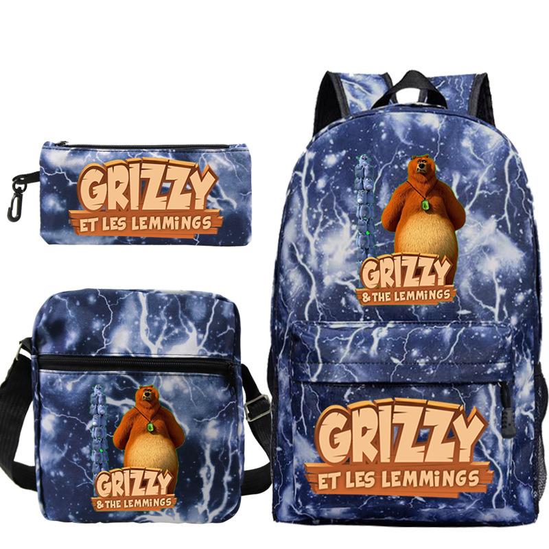 Printed primary and secondary school students backpack shoulder bag pencil bag three-piece combination