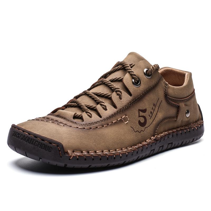 Herr Läder Casual Skor Handgjorda Läder Loafers Bruna Sneakers för Män Skor Mjuk Sula Promenadskor Halkfria Herr Sneakers