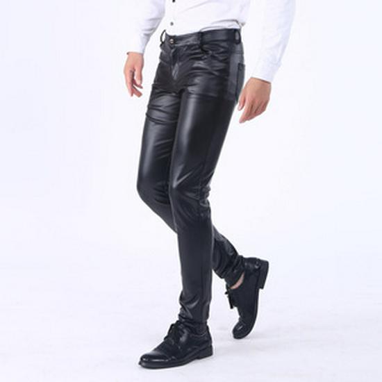 Men's Summer Stretchy PU Leather Pants: Waterproof, Oil-Resistant, Dirt-Resistant, Loose-Fit, Lightweight, Work Safety Casual Pants.