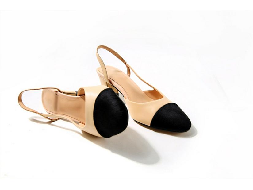 

Женские закрытые босоножки в корейском стиле с квадратным носком и толстым каблуком средней высоты US 6 абрикосовый