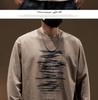 Men's Heavyweight Retro Washed Long-Sleeve T-Shirt - Autumn Edition, Loose Fit, Round Neck, Trendy American Print