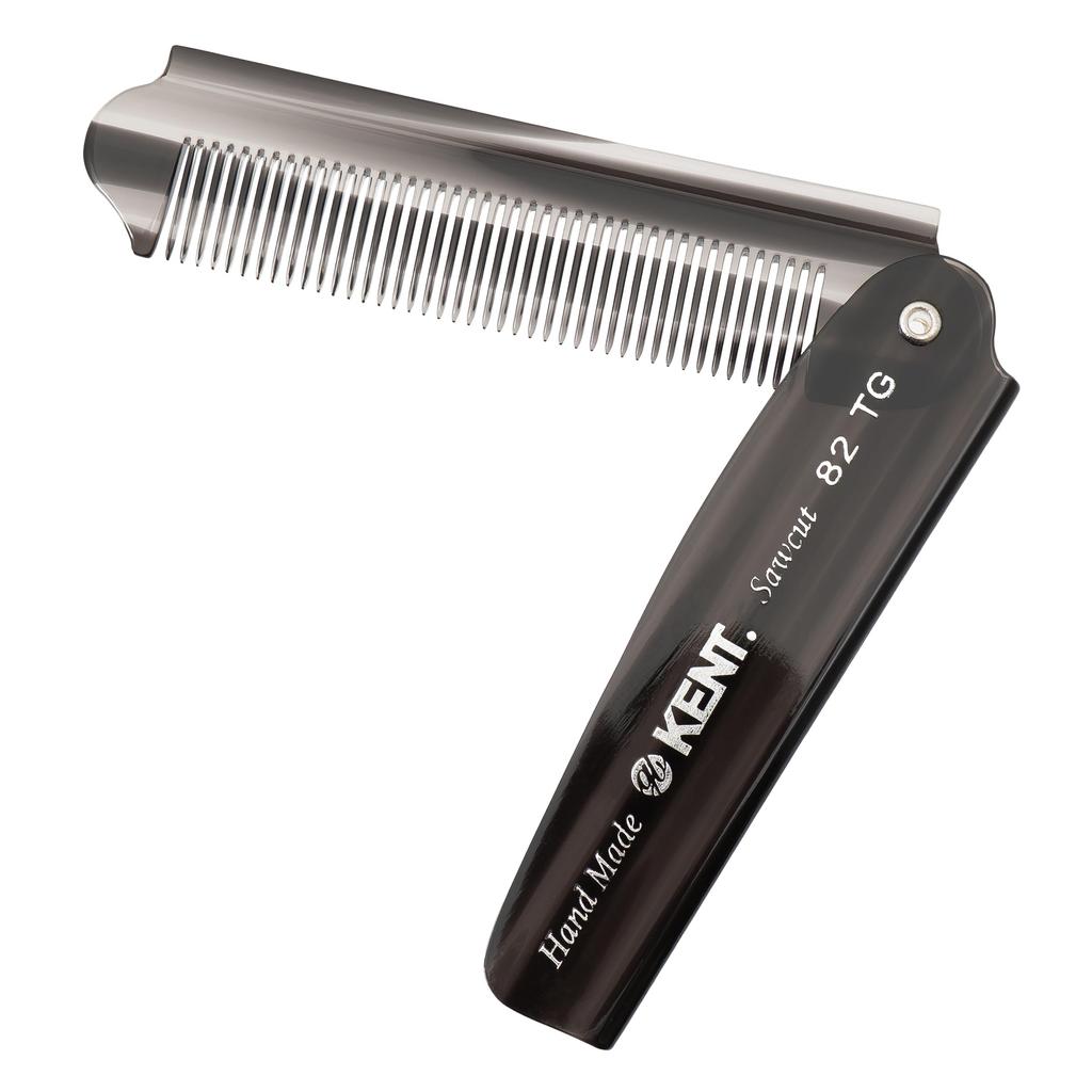 Kent 190mm Handmade Folding Pocket Hair Royal 82T G.B.KENT Comb, Warrant, (Grey)