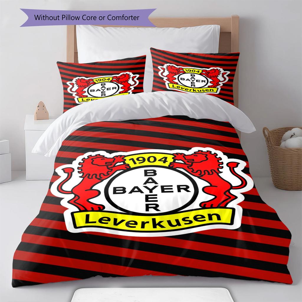 Bayer Leverkusen Pattern Bedding Set Quilt Cover Pillowcase Home Decor Gift (1 * Duvet Cover + 2 * Pillowcase, Without Core)