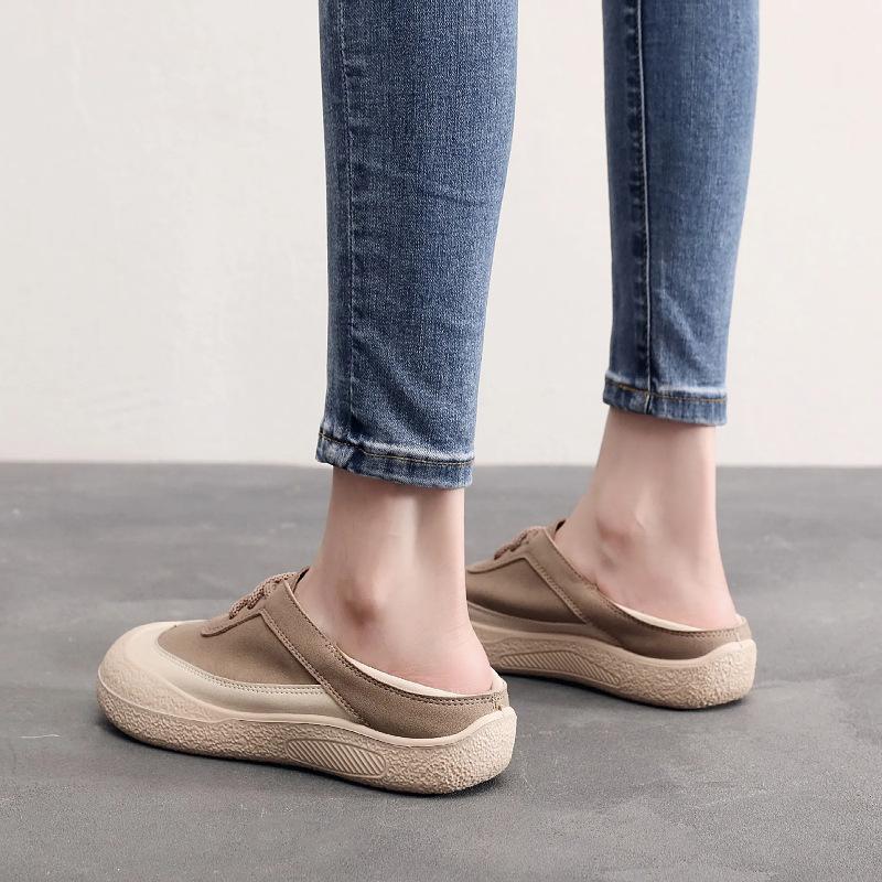 Processing and customization of new summer versatile casual thick-soled comfortable one-pedal breathable fashionable women's old Beijing cloth shoes