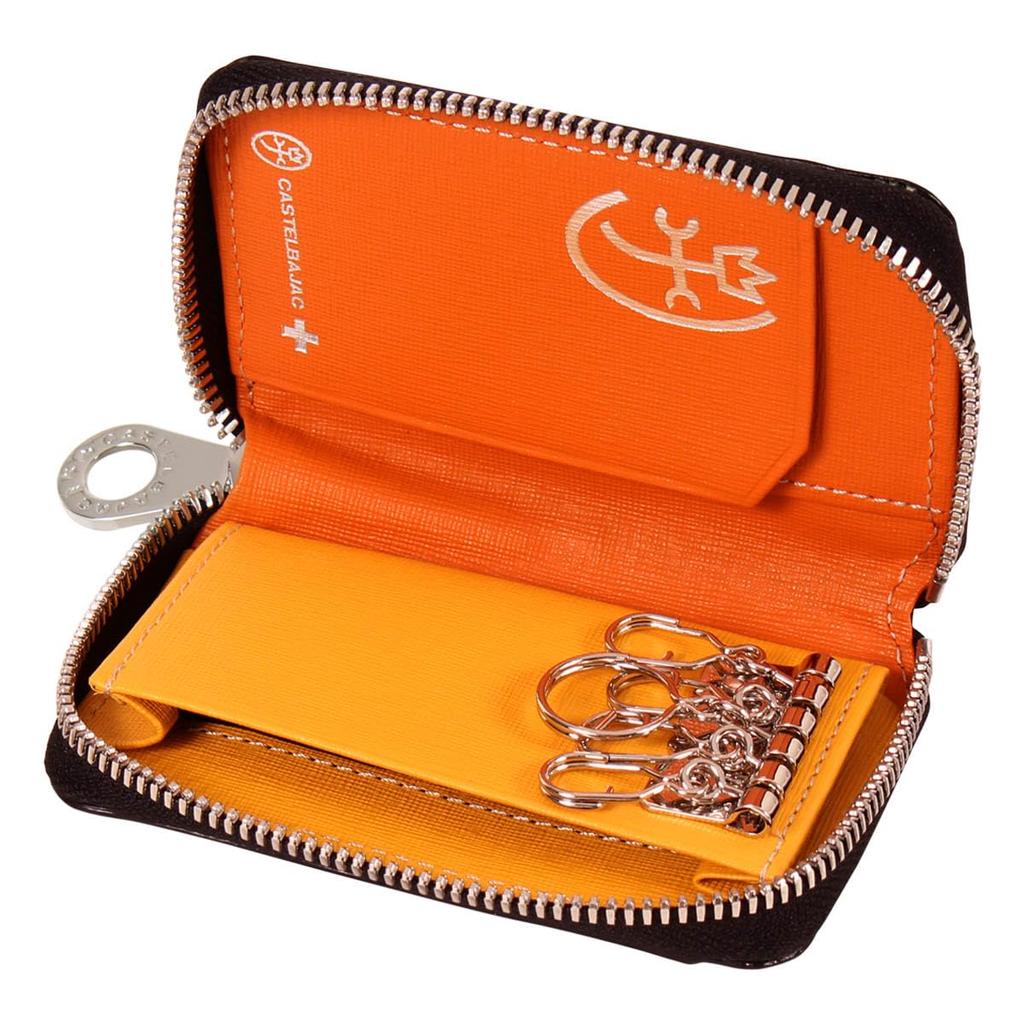 CASTELBAJAC Key Case 5 Round Zipper Genuine Leather Sort 034612 Pass Card Case Leather Cowhide Green Men's [05]