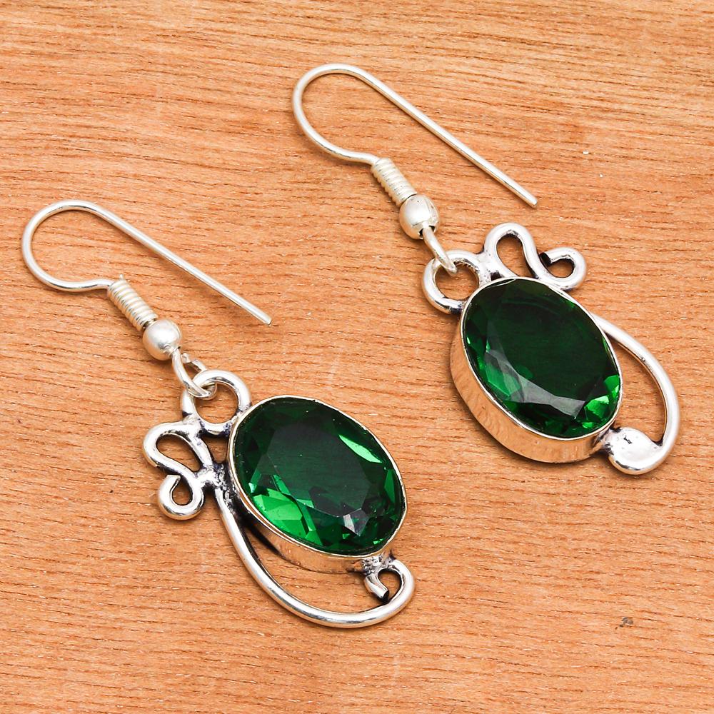 Emerald Quartz Gemstone Ethnic Jewelry Necklace Set 16-18''