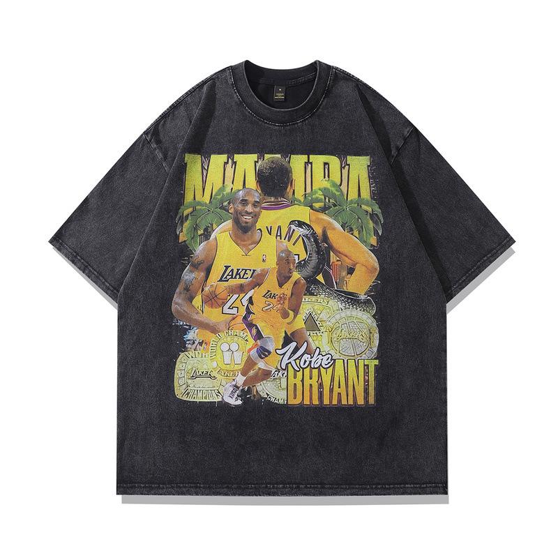 High Street Vintage Figure Hip Hop Rapper Printed Short Sleeve T-Shirt Men'S And Women'S Oversized Street Half Sleeves