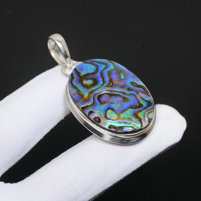 Abalone Shell Gemstone Handmade 925 Sterling Silver Natural Abalone Shell Pendnat Oval Design Pendant Abalone Shell Jewelry For Gifts