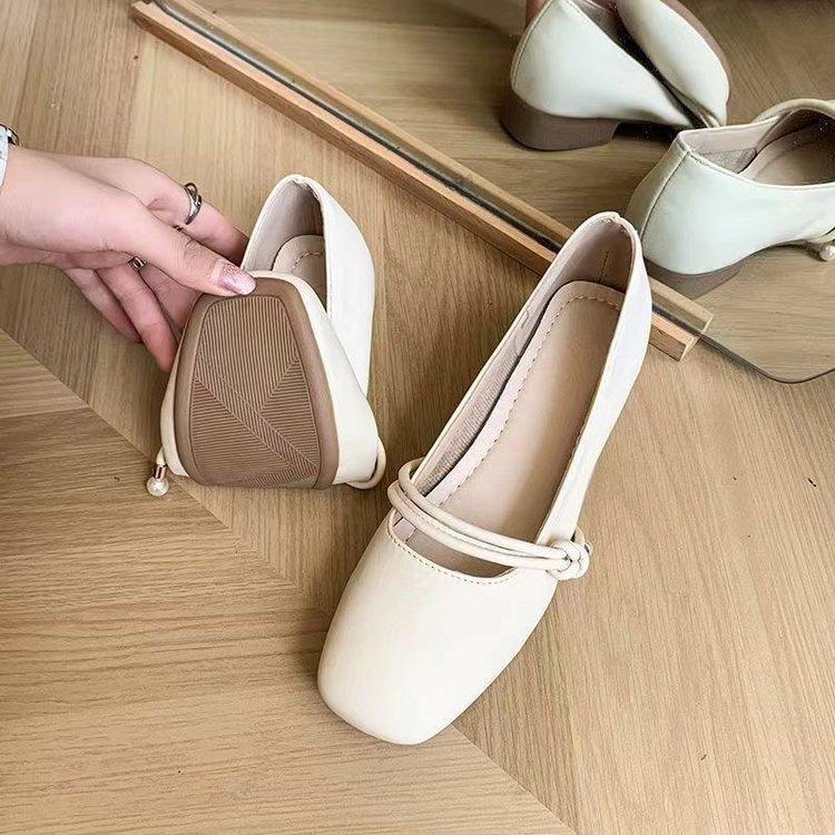 Mary Jane with skirt fairy small leather shoes women's single shoes 2025 spring new gentle evening breeze flat grandma ladyshoes