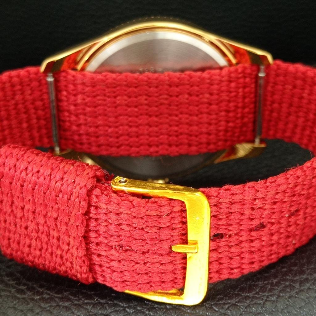 HAND-WINDING VINTAGE SWISS MENS REFURBISHED RED COLOR DIAL WATCH a707415-1