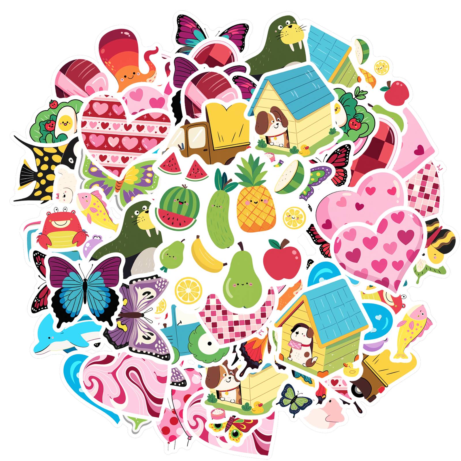 

35pcs Cartoon Nature Stickers Playful Vehicles School Supplies Animal Stickers For DIY Phone Guitar Laptop Notebook Suitcase