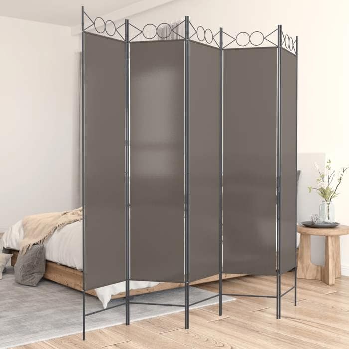 350156 vidaXL Cloison de séparation 5 panneaux Anthracite 200x200 cm Tissu