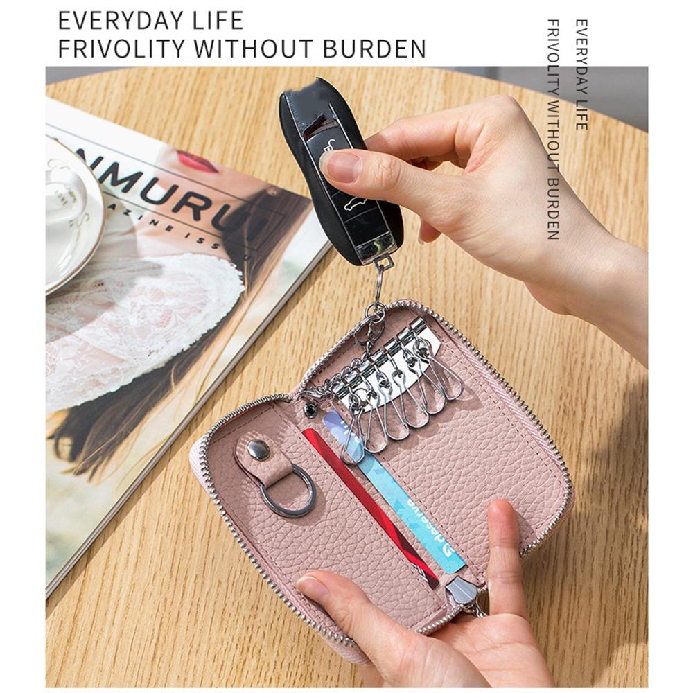 Zipper Closure Keychain Pouch Multifunctional Car Key Organizer Housekeepers Key Holder  Card Bag