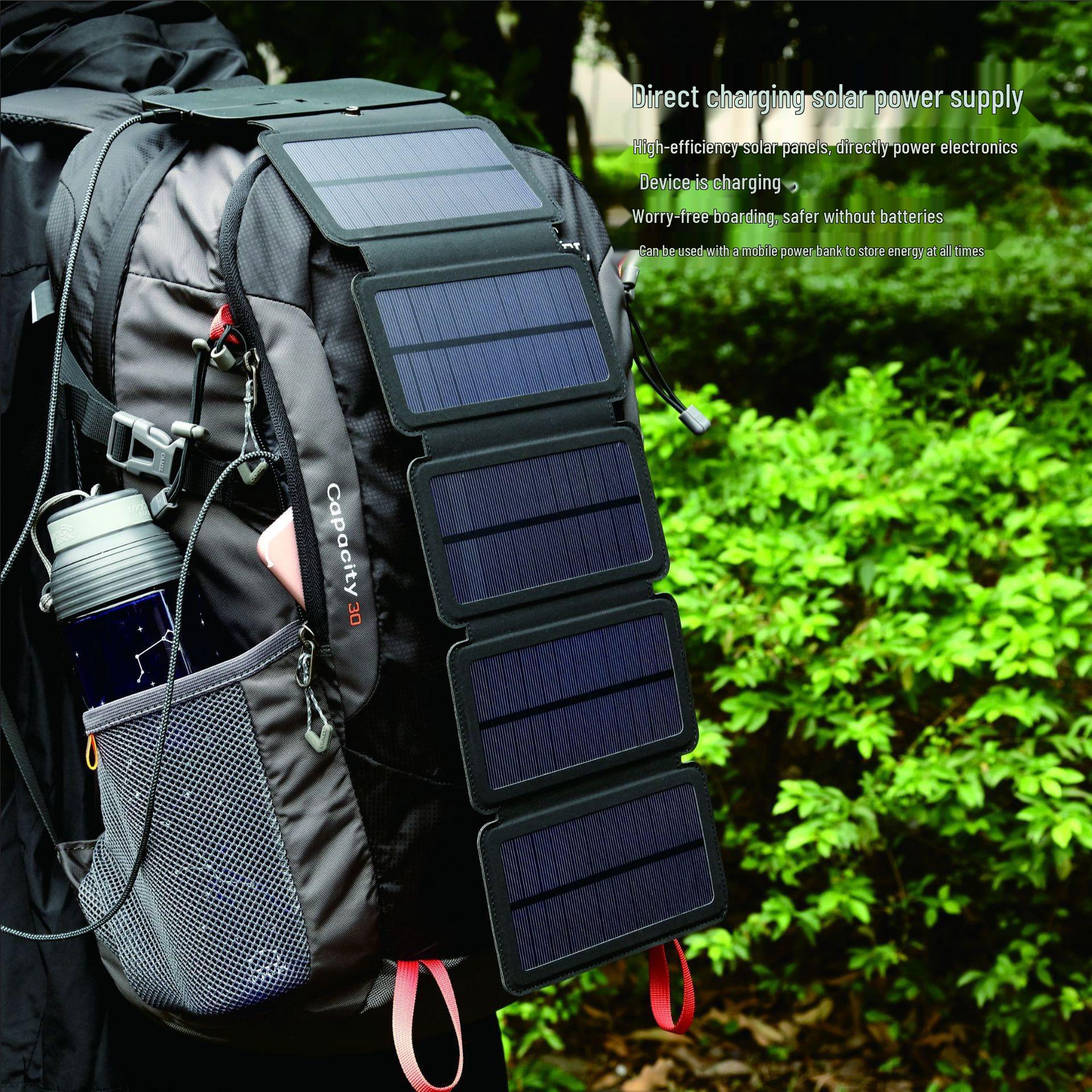 

Сертифицированный CE трансграничный уличный солнечный павербанк - Универсальный цифровой зарядный солнечный складной мешок 4 Solar Panels чёрный