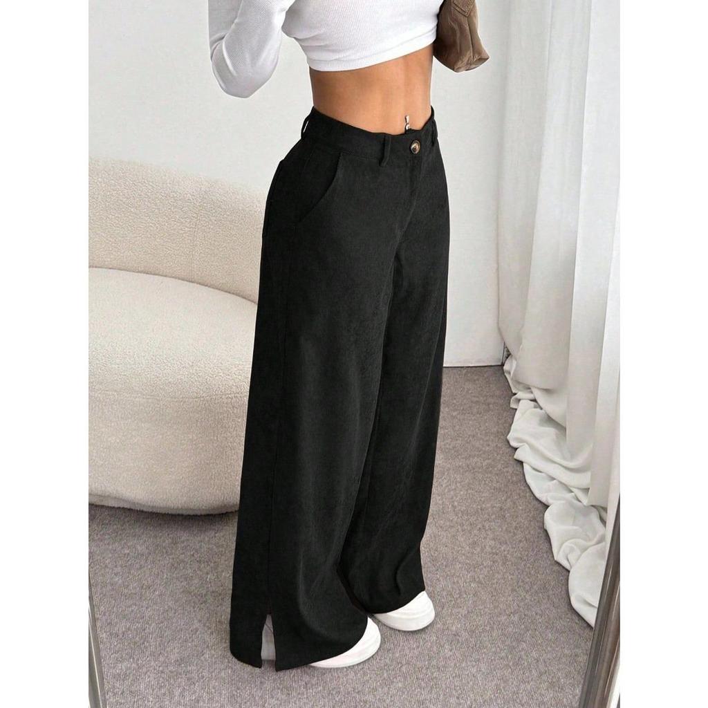Spring and Autumn Women's Clothing, Retro Style, Straight Leg Wide Leg Pants, High Waisted Pants, Corduroy Pants, Versatile Casual Pants