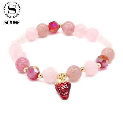 Strawberry Crystal Pink Crystal Opal Lady Beads Natural Stone Bracelet