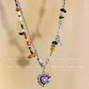 iF ME Collana di Perline di Cristallo Colorate per Donne Pietra Stella Sorriso Cuore Ciondolo Collane Catena Argento Accessori Gioielli