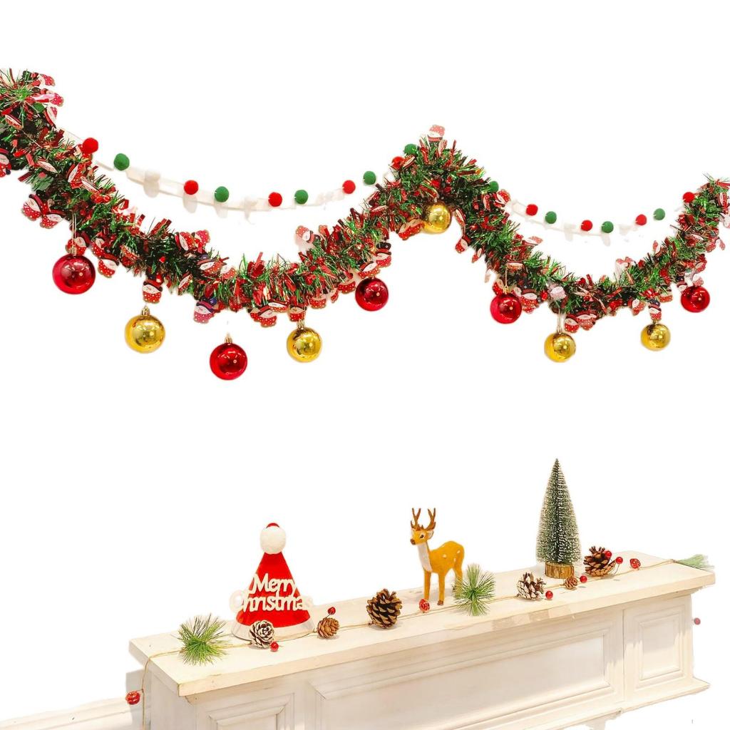 Christmas Tinsel Garland for Tree Ornaments and Wall Decor