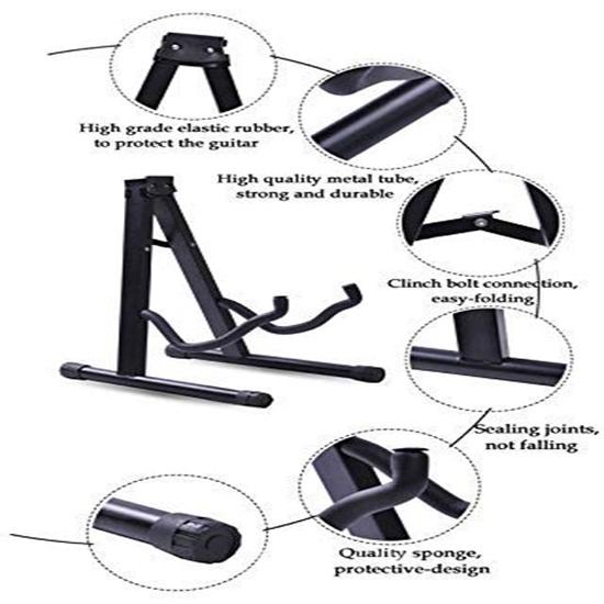 39.11 Cm Metal Electric, Bass, Acoustic Guitar Folding Stand Home, Office Decor, Music Room, Perfect for Stage, Studio